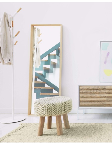 Perchero Nerb acero blanco, madera natural 175 cm - Kave Home; A784E05