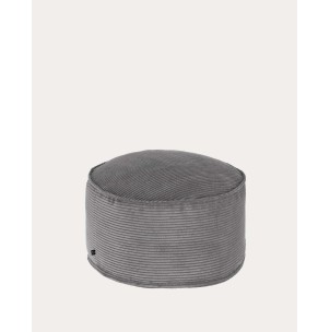 Puf grande Wilma pana gruesa gris Ø 70 cm - Kave Home; AA6212LN15 - Vackart, productos de diseño