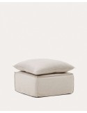 Reposapiés desenfundable Anarela con cojín de lino beige 80 x 80 cm - Kave Home