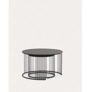 Set Hadar 2 mesas nido cristal / metal Ø75 / Ø45 cm Kave Home T0600006 2