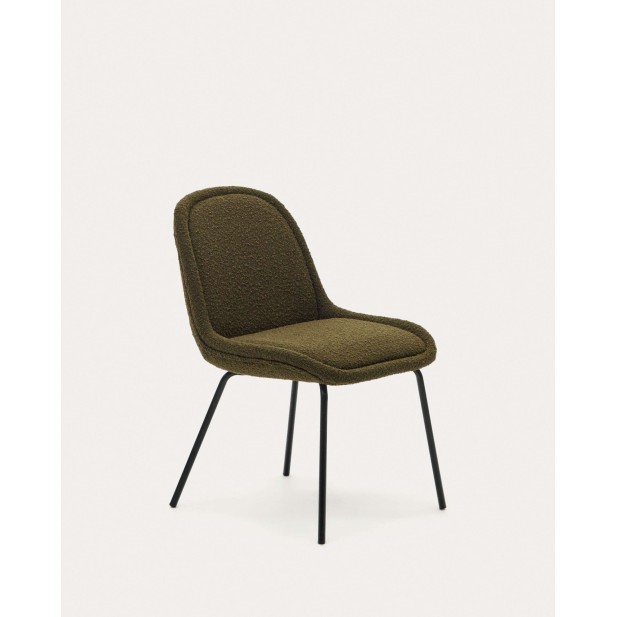 Silla Aimin, borreguito verde, acero negro mate - Kave Home; CC6853J19