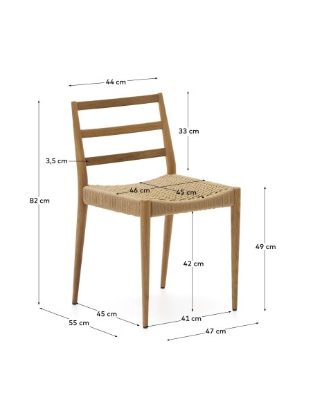 Silla Analy, roble natural, cuerda FSC 100% - Kave Home; C0100125CP46