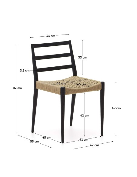 Silla Analy, roble negro, cuerda FSC 100% - Kave Home; C0100127CP46