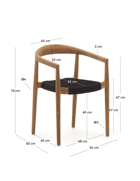 Silla exterior Ydalia, madera teca natural - Kave Home; J0600075JJ01