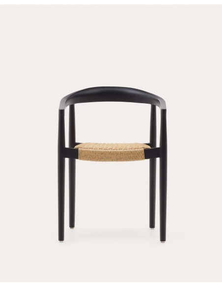Silla exterior Ydalia, madera teca negra, ratán Kave Home J0600076SS46