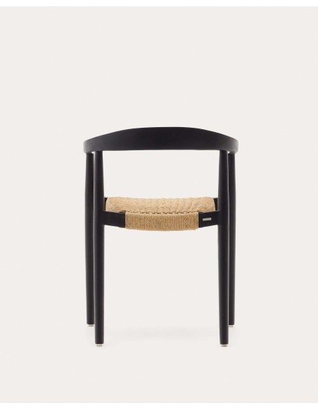 Silla exterior Ydalia, madera teca negra, ratán Kave Home J0600076SS46