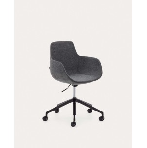 Silla de escritorio Tissiana gris oscuro y aluminio con acabado negro mate - Kave Home; C0200006BF15 - Vackart, productos de diseño