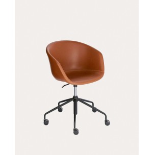 Silla de escritorio Yvette piel sintética  marrón - Kave Home; CC5171U10 - Vackart, productos de diseño