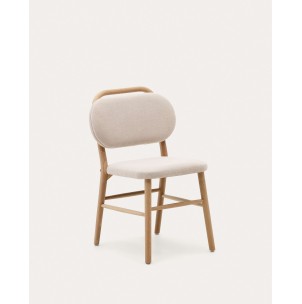 Silla Helda chenilla beige, madera roble - Kave Home; C0100010MY12
