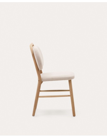 Silla Helda chenilla beige, madera roble - Kave Home; C0100010MY12