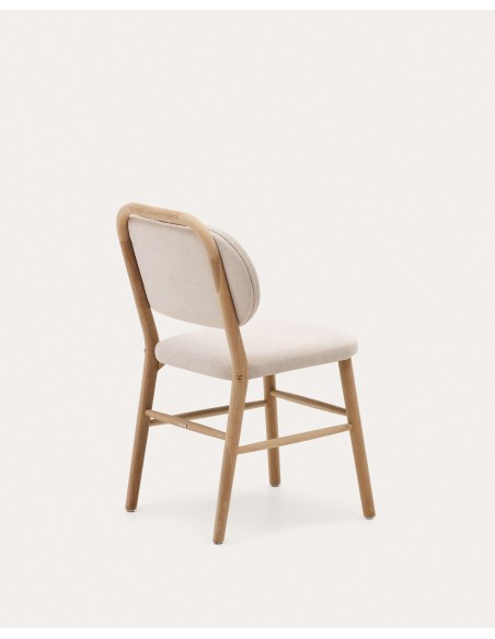 Silla Helda chenilla beige, madera roble - Kave Home; C0100010MY12