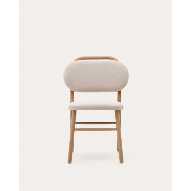 Silla Helda chenilla beige, madera roble - Kave Home; C0100010MY12 Silla Helda chenilla beige, madera roble - Kave Home; C0100010MY12
