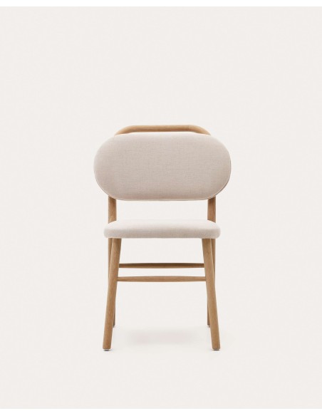 Silla Helda chenilla beige, madera roble - Kave Home; C0100010MY12