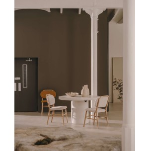 Silla Helda chenilla beige, madera roble - Kave Home; C0100010MY12 2