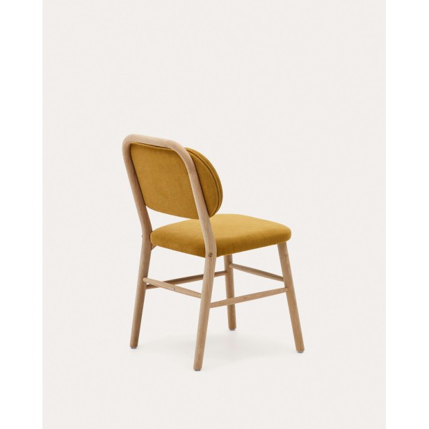 Silla Helda chenilla mostaza, madera roble - Kave Home; C0100010MY81
