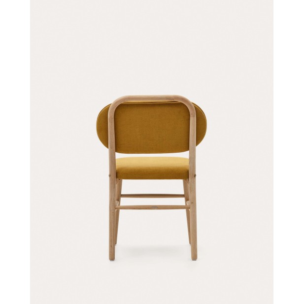 Silla Helda chenilla mostaza, madera roble - Kave Home; C0100010MY81