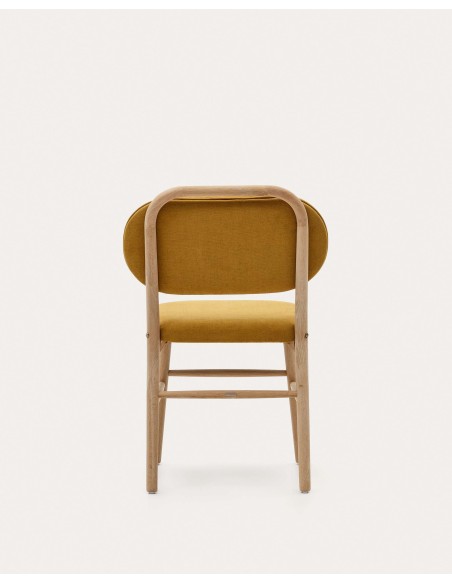 Silla Helda chenilla mostaza, madera roble - Kave Home; C0100010MY81