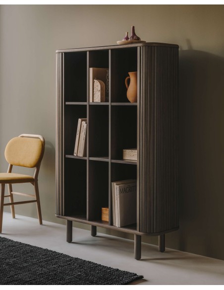 Silla Helda chenilla mostaza, madera roble - Kave Home; C0100010MY81