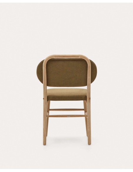 Silla Helda chenilla verde, madera roble - Kave Home; C0100010MY06