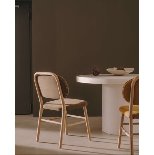 Silla Helda chenilla verde, madera roble - Kave Home; C0100010MY06 2