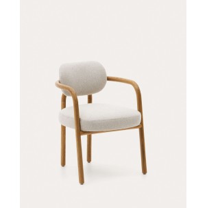 Silla Melqui beige, madera roble acabado natural - Kave Home; 100001JJ12