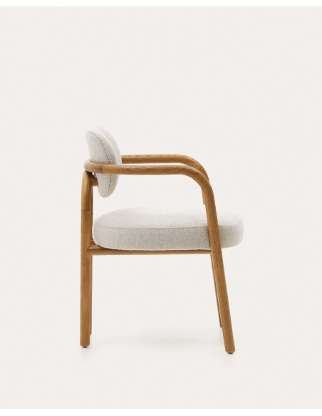 Silla Melqui beige, madera roble acabado natural - Kave Home; 100001JJ12