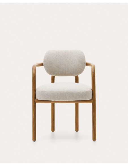 Silla Melqui beige, madera roble acabado natural - Kave Home; 100001JJ12