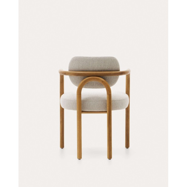 Silla Melqui beige, madera roble acabado natural - Kave Home; 100001JJ12