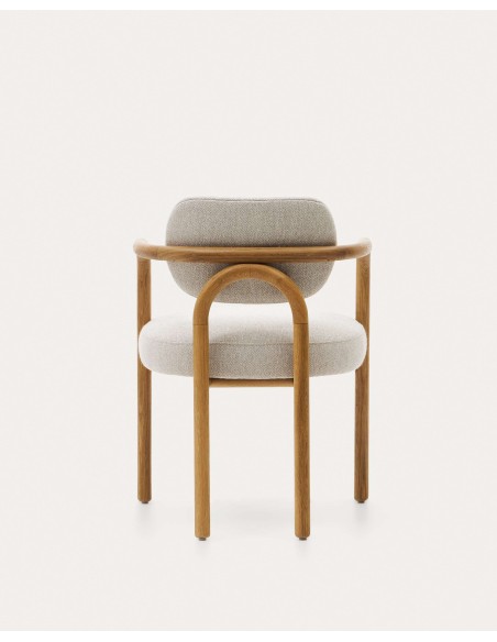 Silla Melqui beige, madera roble acabado natural - Kave Home; 100001JJ12
