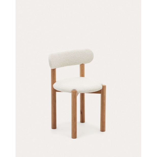 Silla Nebai borreguito blanco, roble natural FSC MIX Credit - Kave Home; C0100117TB05