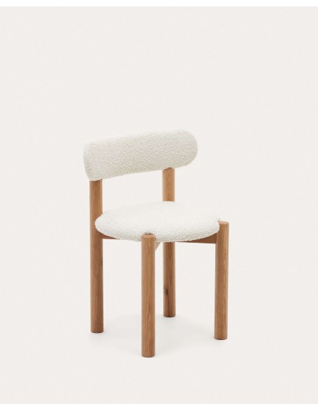 Silla Nebai borreguito blanco, roble natural FSC MIX Credit - Kave Home; C0100117TB05