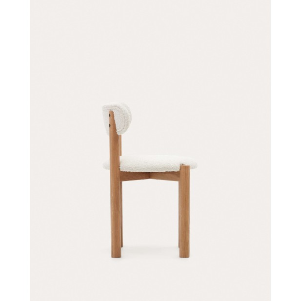 Silla Nebai borreguito blanco, roble natural FSC MIX Credit - Kave Home; C0100117TB05