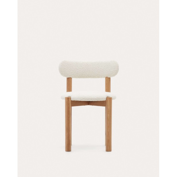 Silla Nebai borreguito blanco, roble natural FSC MIX Credit - Kave Home; C0100117TB05