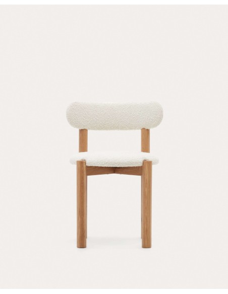 Silla Nebai borreguito blanco, roble natural FSC MIX Credit - Kave Home; C0100117TB05