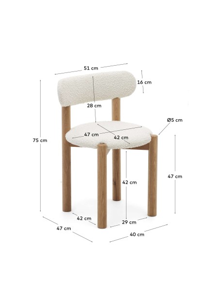 Silla Nebai borreguito blanco, roble natural FSC MIX Credit - Kave Home; C0100117TB05