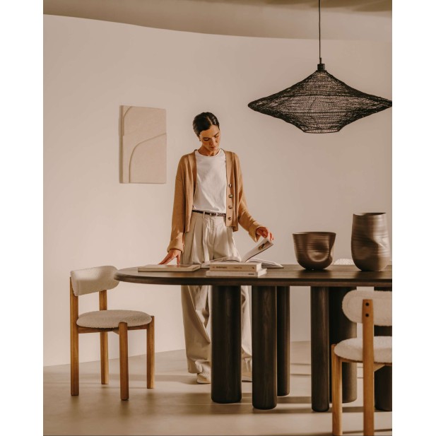 Silla Nebai borreguito blanco, roble natural FSC MIX Credit - Kave Home; C0100117TB05