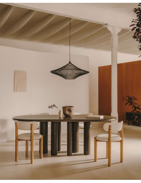 Silla Nebai borreguito blanco, roble natural FSC MIX Credit - Kave Home; C0100117TB05