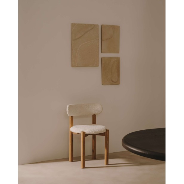 Silla Nebai borreguito blanco, roble natural FSC MIX Credit - Kave Home; C0100117TB05