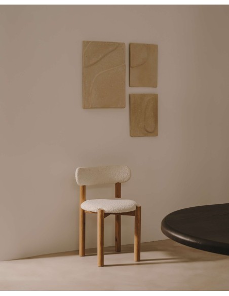 Silla Nebai borreguito blanco, roble natural FSC MIX Credit - Kave Home; C0100117TB05