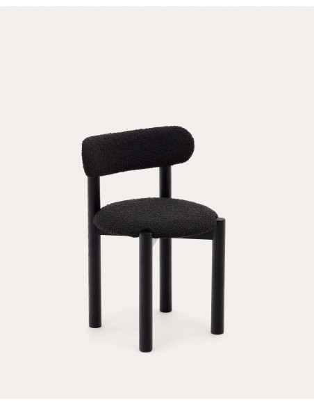 Silla Nebai borreguito negro, roble negro FSC MIX Credit - Kave Home; C0100117TB01