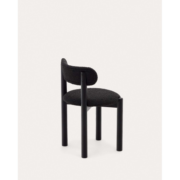 Silla Nebai borreguito negro, roble negro FSC MIX Credit - Kave Home; C0100117TB01
