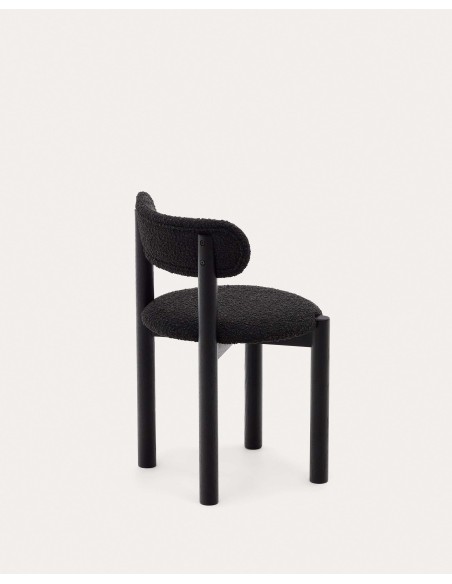 Silla Nebai borreguito negro, roble negro FSC MIX Credit - Kave Home; C0100117TB01