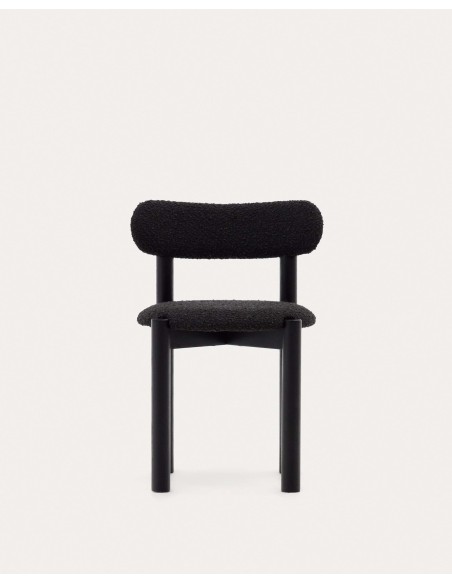 Silla Nebai borreguito negro, roble negro FSC MIX Credit - Kave Home; C0100117TB01