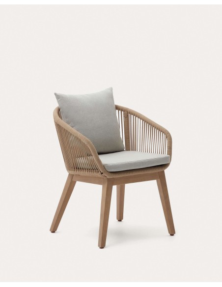 Silla Portalo, cuerda beige, patas madera acacia FSC 100% - Kave Home; J0600051JJ12