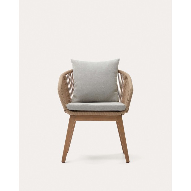 Silla Portalo, cuerda beige, patas madera acacia FSC 100% - Kave Home; J0600051JJ12