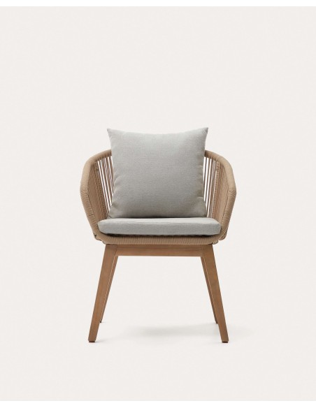 Silla Portalo, cuerda beige, patas madera acacia FSC 100% - Kave Home; J0600051JJ12