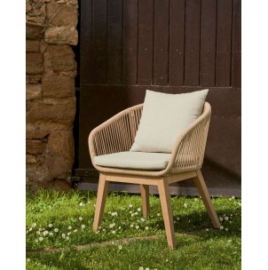 Silla Portalo, cuerda beige, patas madera acacia FSC 100% - Kave Home; J0600051JJ12 2