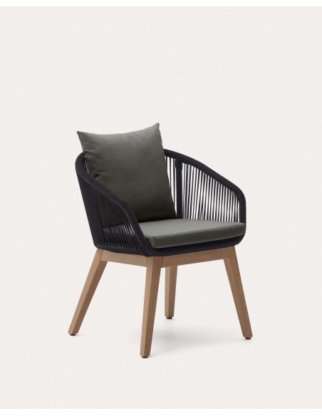 Silla Portalo, cuerda negra, madera acacia FSC100% - Kave Home; J0600051JJ01