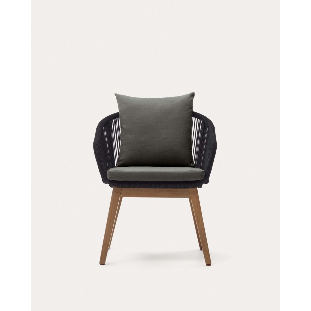Silla Portalo, cuerda negra, madera acacia FSC100% - Kave Home; J0600051JJ01