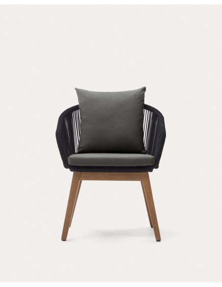 Silla Portalo, cuerda negra, madera acacia FSC100% - Kave Home; J0600051JJ01
